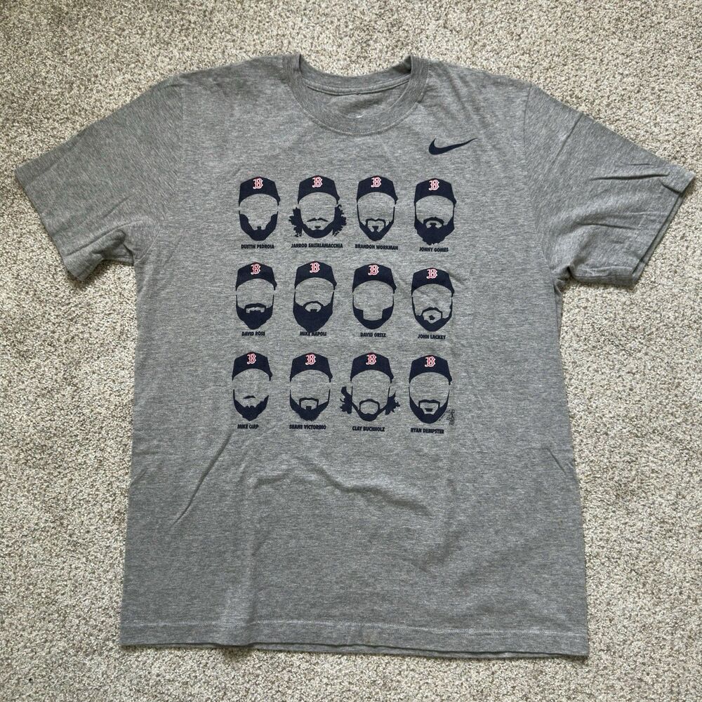 Nike Boston Red Sox Get Beard Graphic T-Shirt Gray Men’s Large MLB - Picture 1 of 6
